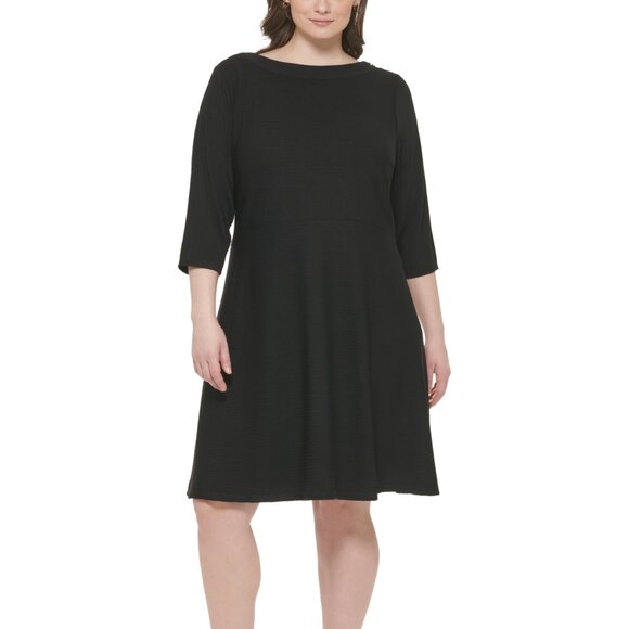 Tommy Hilfiger Plus Size 3/4-Sleeve Textured Knit Dress - Picture 1 of 1